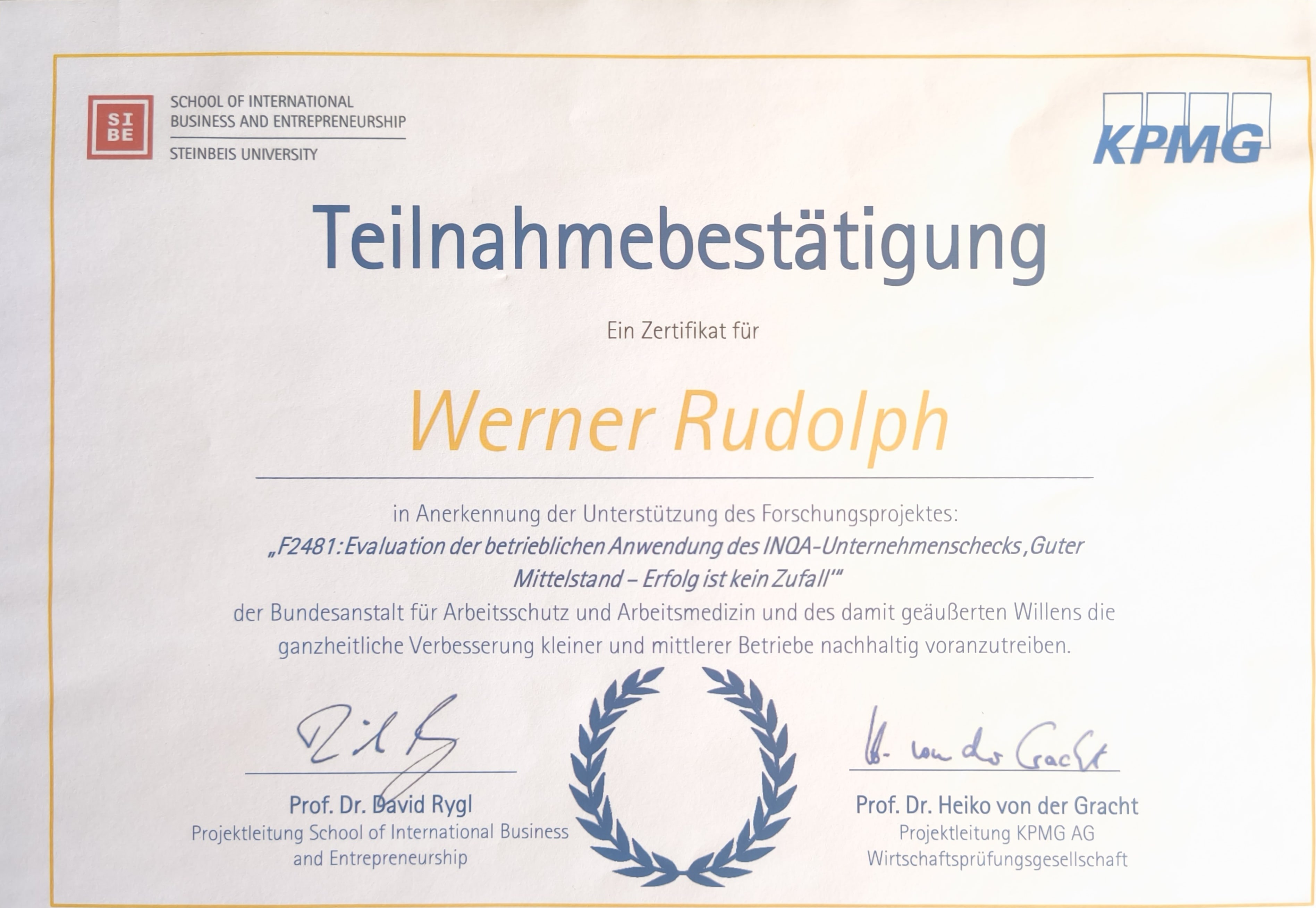 SIBE - Teilnahmebestätigung