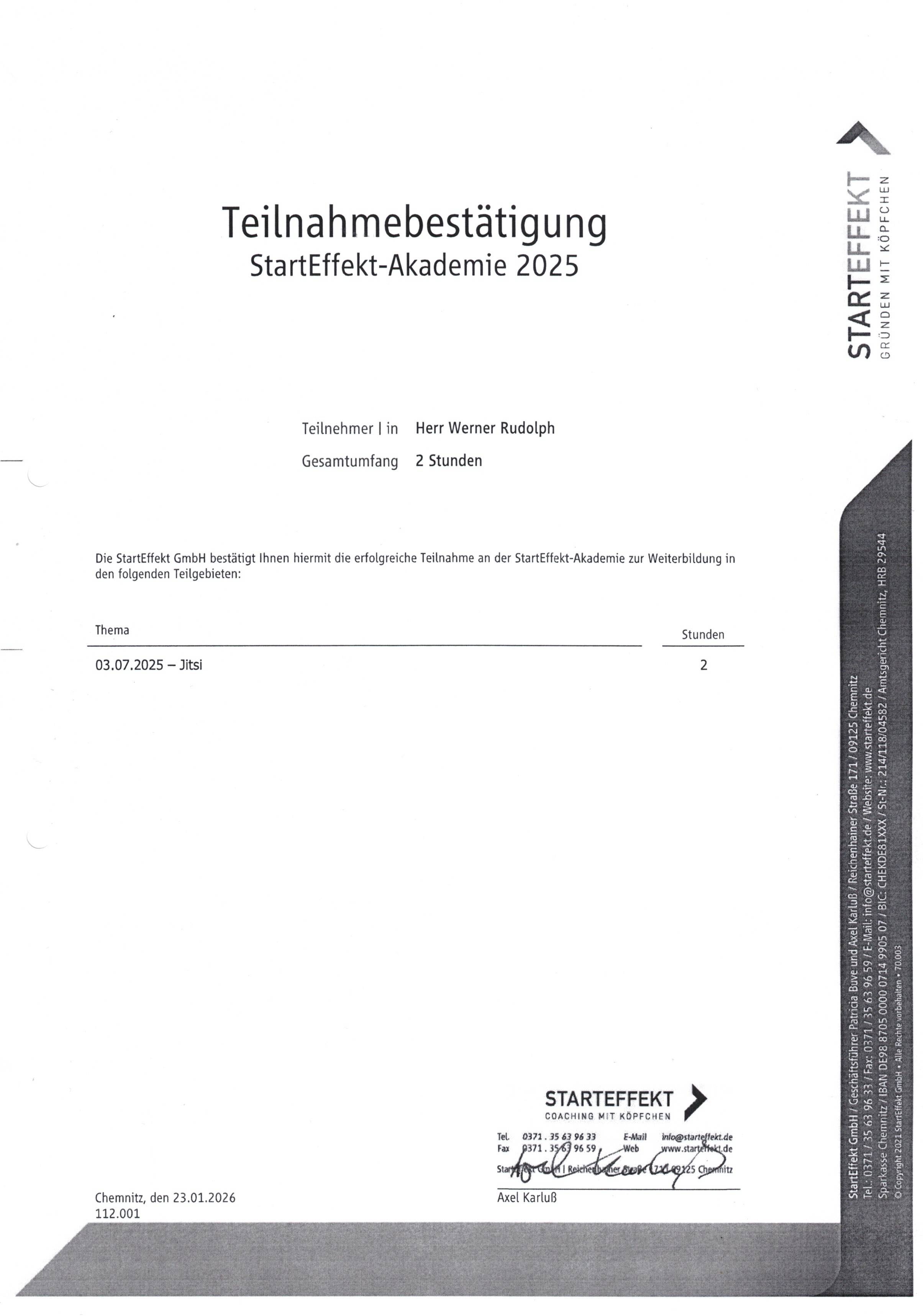 Teilnahmebestätigung StartEffekt-Akademie 2025
